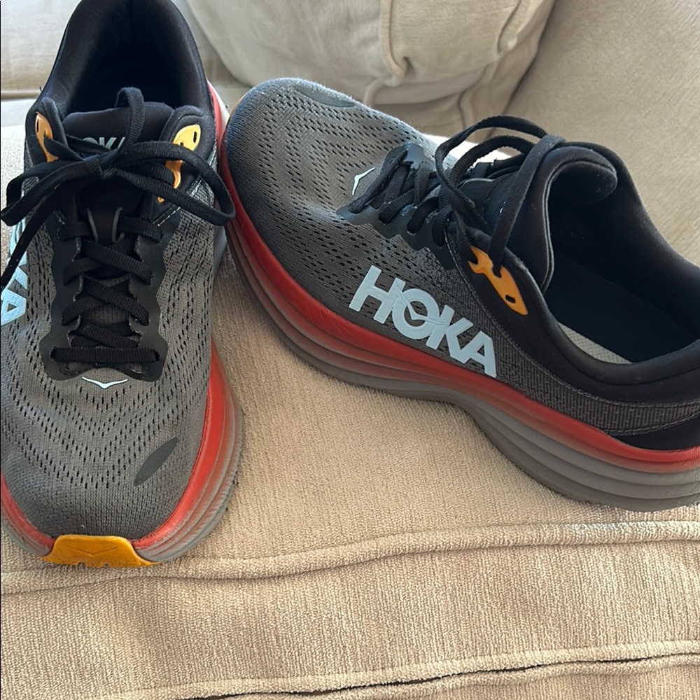 Hoka Men's Gray and Red Running Shoes